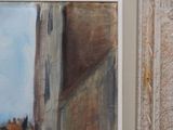 a picture of a painting of a horse in a barn