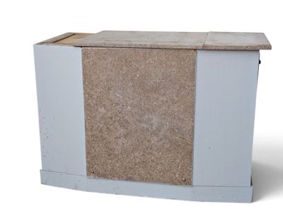 a white counter with a tan counter top and a brown counter top