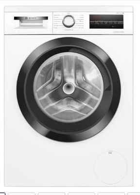 gros plan d'une machine à laver sur fond blanc