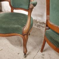Paire de fauteuils en acajou, garnis de velours vert - Style… (photo 4)