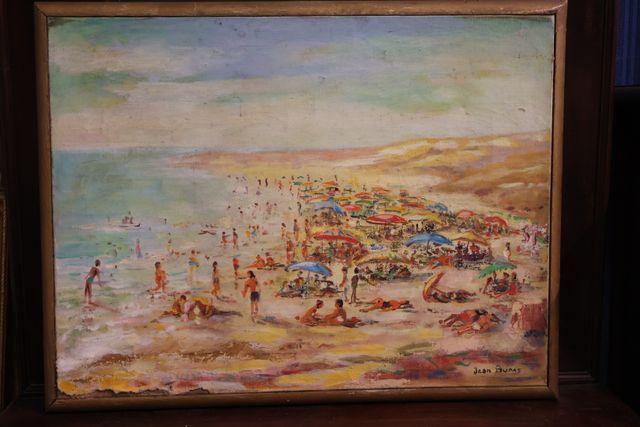Jean DUPAS (20ème) « la plage au soleil ». Huile sur toile. Signé...