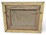 an old wooden frame with a wire hanging from it ' s side