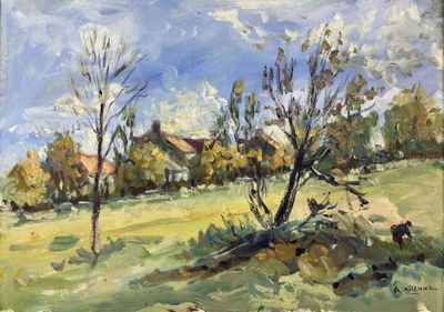 A. VILAREL Le village en automne Huile sur toile signée en b…