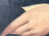 a painting of a hand with a ring on it