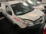 a white van with red stripes parked in a parking lot