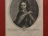 une vieille photo d'un homme en armure, dans un cadre rouge