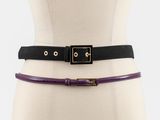 un torse de mannequin avec une ceinture noire et une ceinture violette