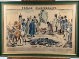 framed picture of a painting of a military scene with a man on a horse and a woman on a horse
