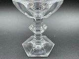 a close up of a clear glass bowl on a table