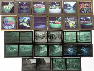 Ensemble de huit plaques stéréoscopiques en verre et douze p…