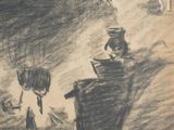 a drawing of a man and a woman standing on a hill