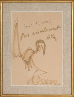 framed drawing of a horse with writing on it in a gold frame