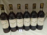 six bouteilles de vin sont alignées sur une table