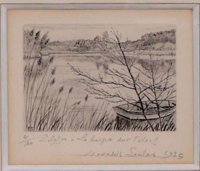 François SOULAS (1930-1991) "Sologne. La barque sur l'étang"…