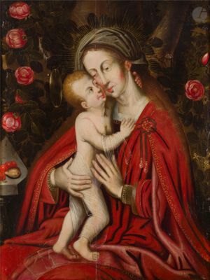 une image d'une peinture représentant une femme tenant un bébé