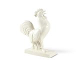 a white statue of a rooster on a white background
