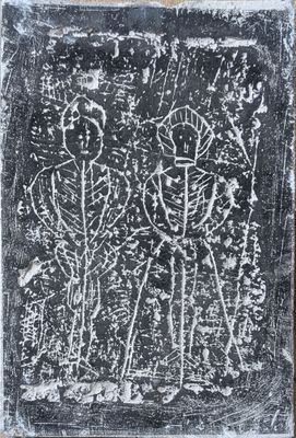 a black and white photo of a drawing on a piece of paper