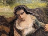 an image of a painting of a woman and a man sitting on a bench