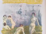 a book with a picture of a group of naked women