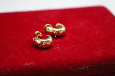 Boucle D'oreille Vintage – Plaqué Or Jaune – Perle Goutte Pomme – Clous