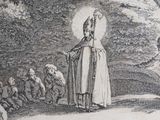 drawing of a woman standing in front of a group of children