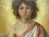 an image of a painting of a young boy holding a globe