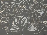 un dessin en noir et blanc représentant un groupe de plantes