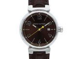louis vutton women ' s watch with brown leather strap