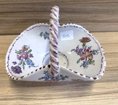 APREY Petit panier motif floral et pourpre (anse recollée) L…