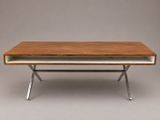 an image of a coffee table with a wooden top and metal legs