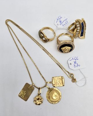 a collection of jewellery including rings, necklaces and rings