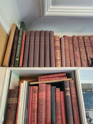 a lot of books that are sitting on a shelf