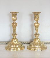 PAIRE DE FLAMBEAUX en bronze doré à motif torse et base chan… (photo 5)
