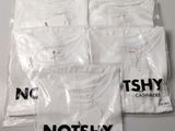 four white t - shirts with the words not shy and cashmerer printed on them