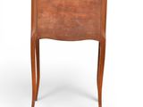 an image of a wooden chair with a leather seat on a white background