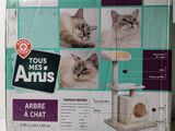 emballage d'un griffoir pour chat sur lequel est assis un chat