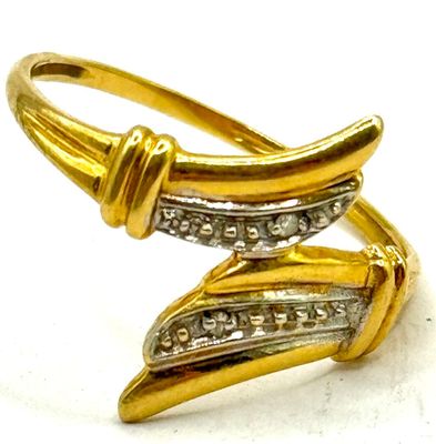 Bague ruban en or jaune et blanc 18K 750 ml, à décor d'ailes…