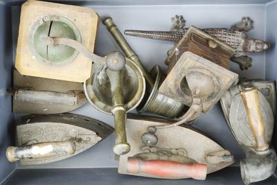 a box full of old items that are in it
