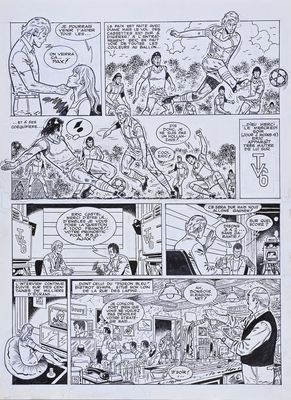a black and white page of a comic strip with a comic strip in the background