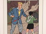 cartoon picture of a man in a suit and tie holding a tennis racquet