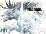 a drawing of a monster that is running in the air