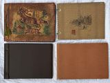four different types of leathers laid out on a bed