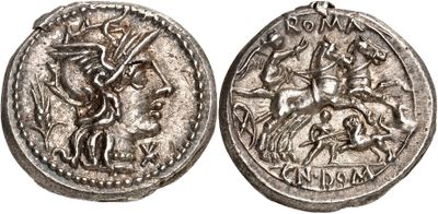 a silver coin with an image of a horse and a man on it