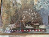 a picture of a painting of a dog in the woods