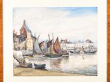 une image d'une peinture de bateaux sur l'eau