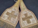 pair of native indian beaded vests with crosses and fringes