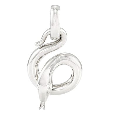 breloque en argent fin représentant une tête de serpent sur le dos d'un serpent