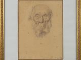 an old drawing of a man with a beard and a mustache