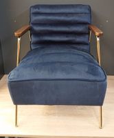 Fauteuil en velours bleu nuit et laiton,60x76x73 cm - retour… (photo 2)