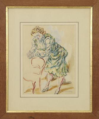 tableau représentant une femme assise sur une chaise dans une pièce